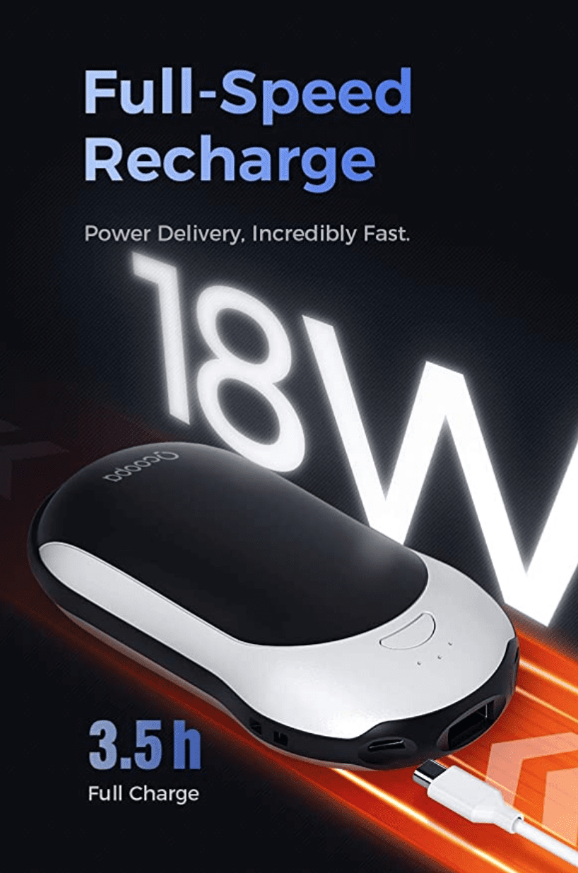 Power Delivery 10000mAh USB C OCOOPA Quick Charge Rechargeable Hand Warmers 