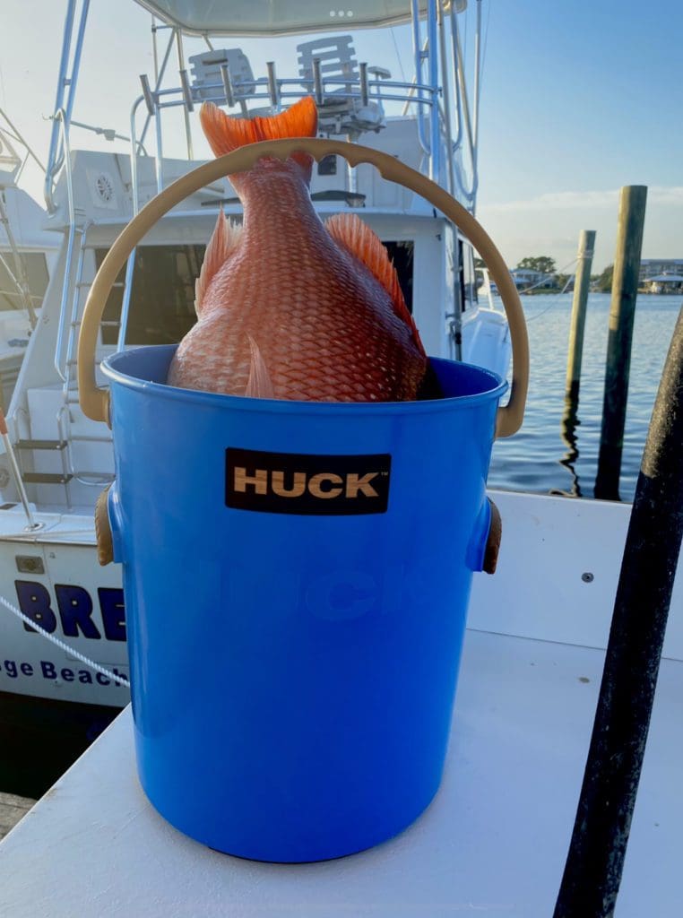 HUCK Bucket with Red Snapper on Boat