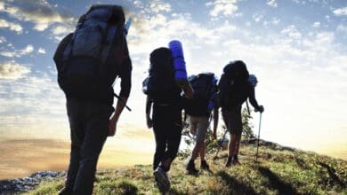 Four Hikers at sunrise