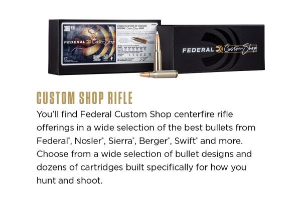 Federal Custom Shop Introduces Eight New Centerfire Rifle Options for Big Game Hunting